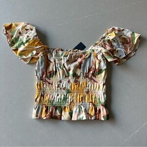 *NWT* Abercrombie & Fitch Puff Sleeve Ruffle Crop Top | Size Small